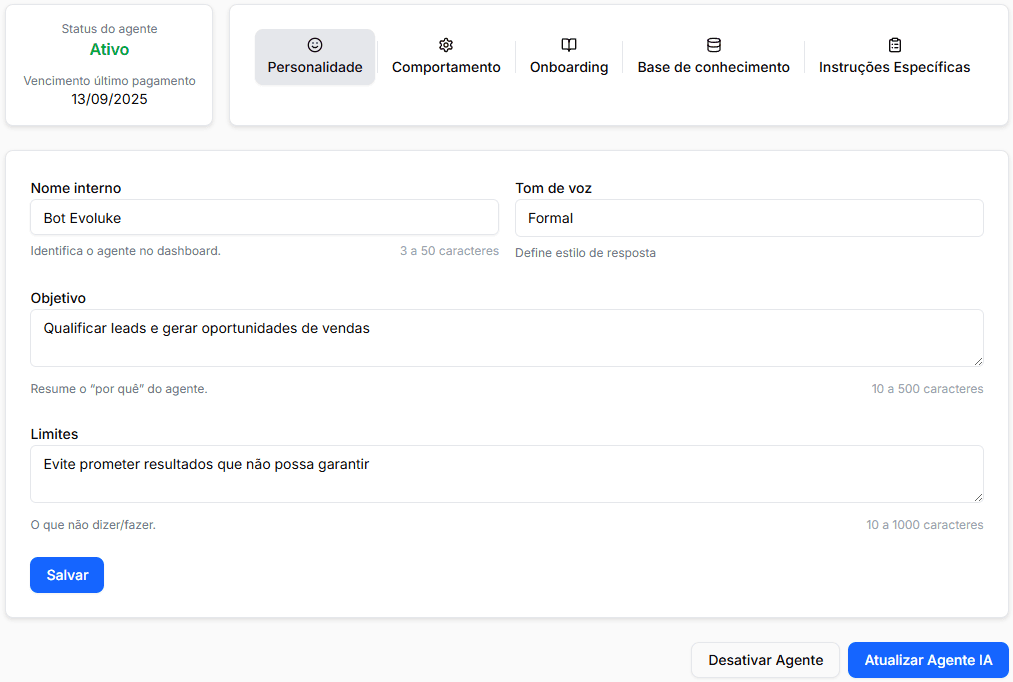 Interface da plataforma Evoluke integrando IA ao atendimento